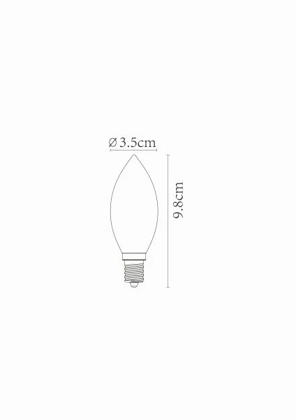 Lucide C35 - Glühfadenlampe - Ø 3,5 cm - LED Dim. - E14 - 1x4W 2700K - Transparent - technisch